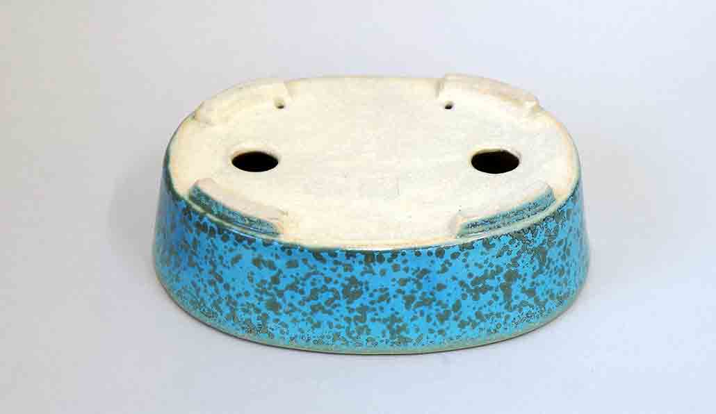 Juko Bonsai Pot in Bright Blue Oribe Glaze 6,4"(16.5cm)