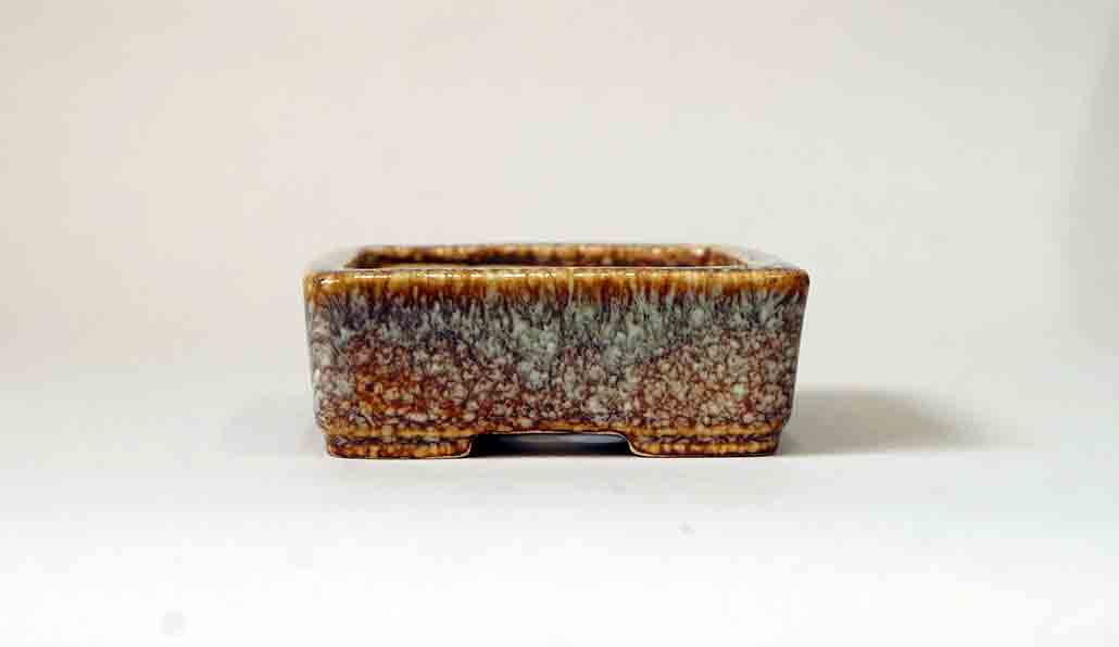 Koyo Rectangle Bonsai Pot in Namako Glaze