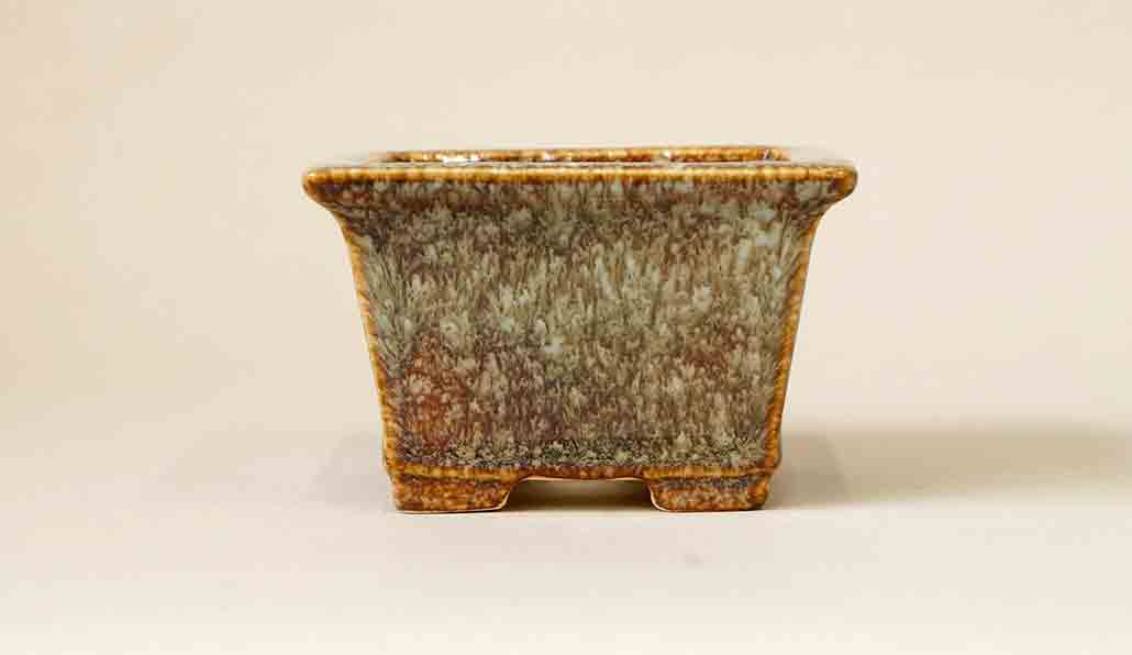 Koyo Square Bonsai Pot in Namako Glaze