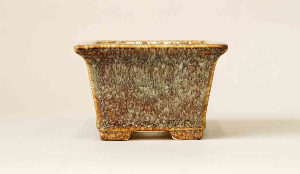 Koyo Square Bonsai Pot in Namako Glaze