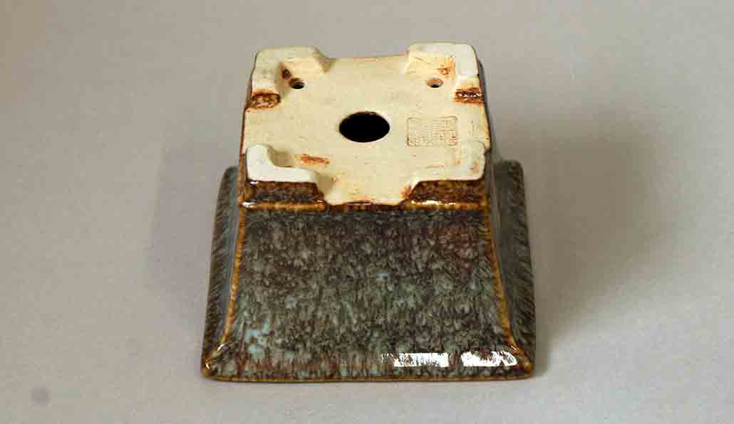 Koyo Square Bonsai Pot in Namako Glaze