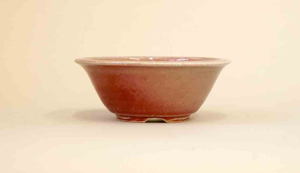 bonsai pot round Koyo Round Bonsai Pot in Peach Color Glaze – YUKIMONO