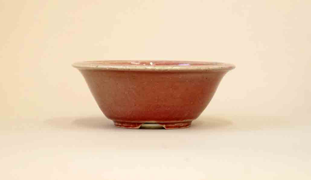 Koyo Round Bonsai Pot in Peach Color Glaze