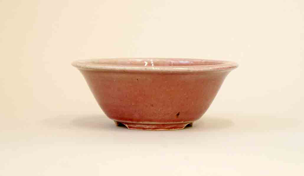 Koyo Round Bonsai Pot in Peach Color Glaze