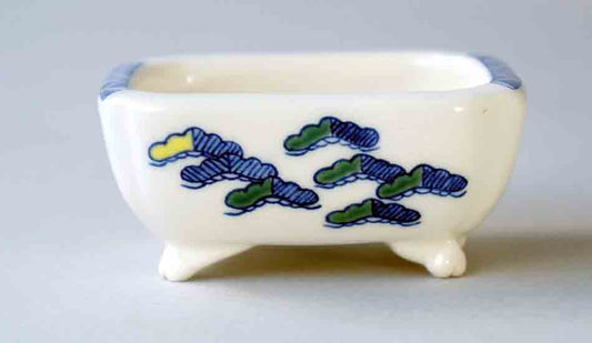 Mayu Rectangle Bonsai Pot with the Pine & Cloud  1.1"(6.4cm) ++Shipping Free!