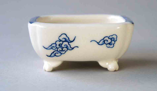 Mayu Rectangle Bonsai Pot with the Pine & Cloud  1.1"(6.4cm) ++Shipping Free!
