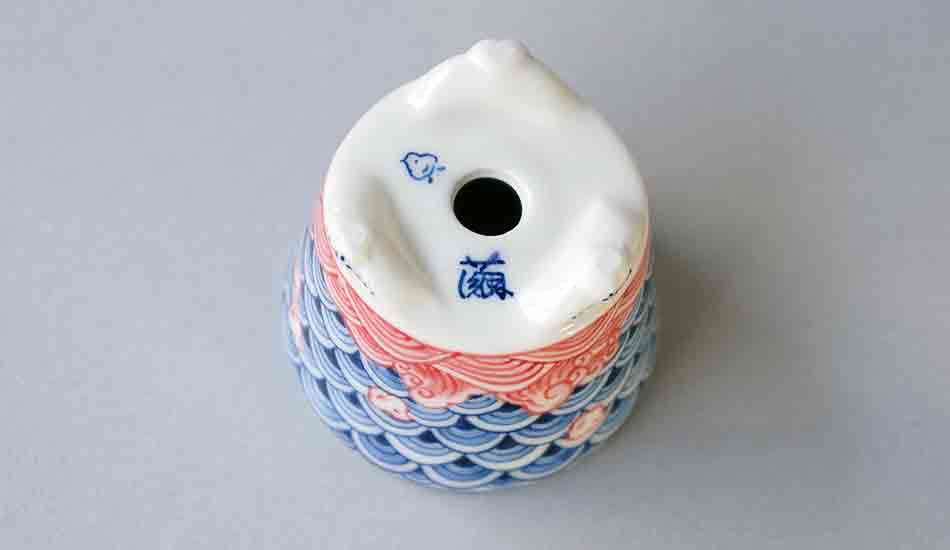 Mayu Round Bonsai Pot with the Design of "Chidori" in the Sea 2.0"(5.3cm) ++ Shippng Free!