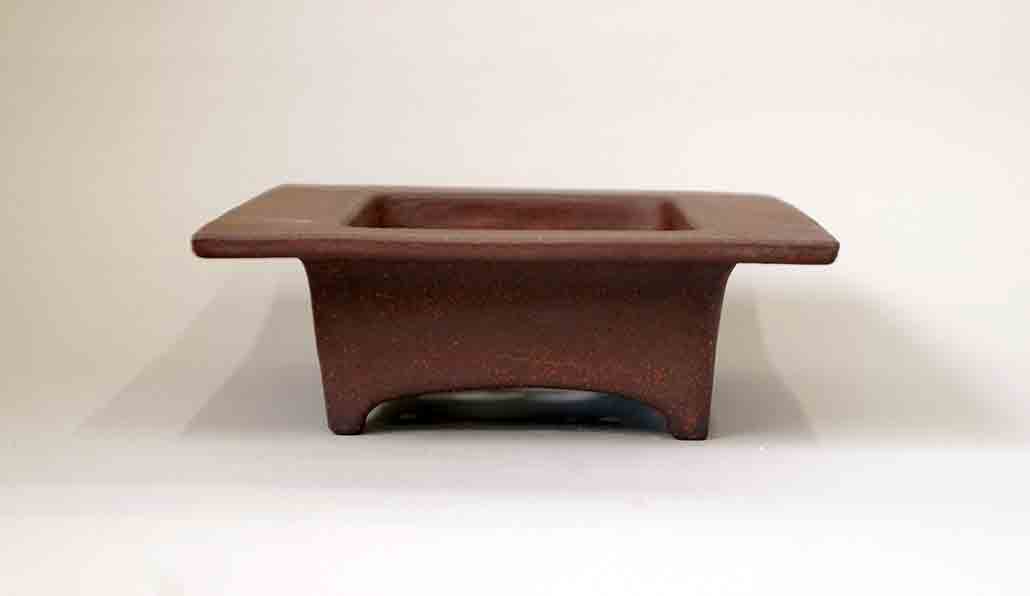 Sampo Unglazed Bonsai Pot with Wide Rim, Arch Feet 9.6"(24.5cm)