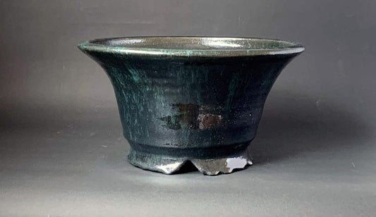 Deep Green! Round Bonsai Pot By Shuuhou 11.8"(30cm)   S578