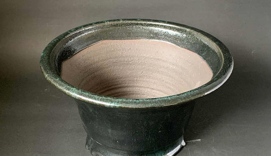 Deep Green! Round Bonsai Pot By Shuuhou 11.8"(30cm)   S578