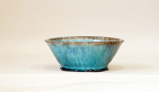 Sky-Blue Bonsai Pot with Red Specks by Shuuhou 7.4"(19cm) S583 +++ Shipping Free