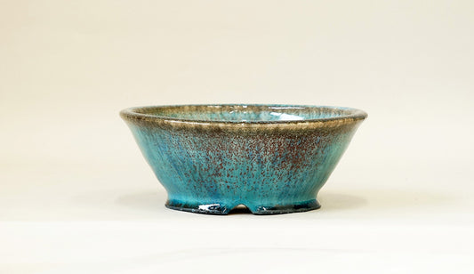 Sky-Blue Bonsai Pot with Red Specks by Shuuhou 7.4"(19cm) S583 +++ Shipping Free