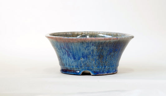 Running Blue! Bonsai Pot with Red Accents by Shuuhou 7.2"(18.5cm) S586 +++ Shipping Free　