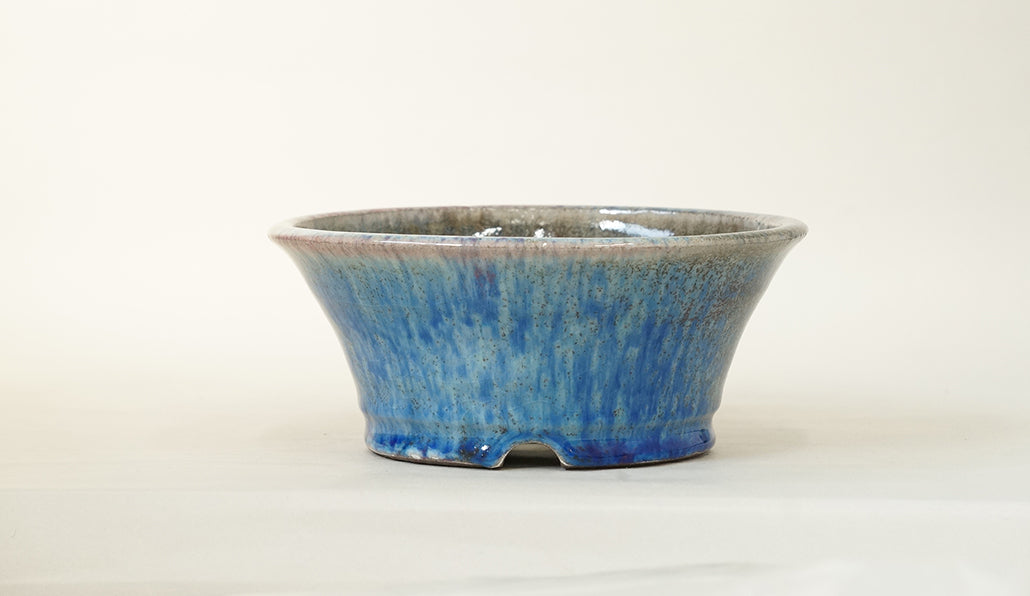 Running Blue! Bonsai Pot with Red Accents by Shuuhou 7.2"(18.5cm) S586 +++ Shipping Free　