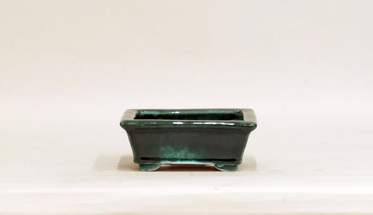 Rectangle Bonsai Pot with Deep Green by Shuuhou  5.3"(13.4cm) S603 +++ Shipping Free