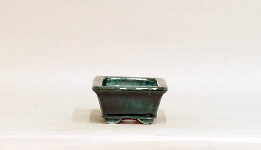Rectangle Bonsai Pot with Deep Green by Shuuhou  5.3"(13.4cm) S603 +++ Shipping Free