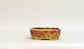 Yellow-Green and Pink Glazed Bonsai Pot by Shuuhou 6.1"(15.5cm) S605
