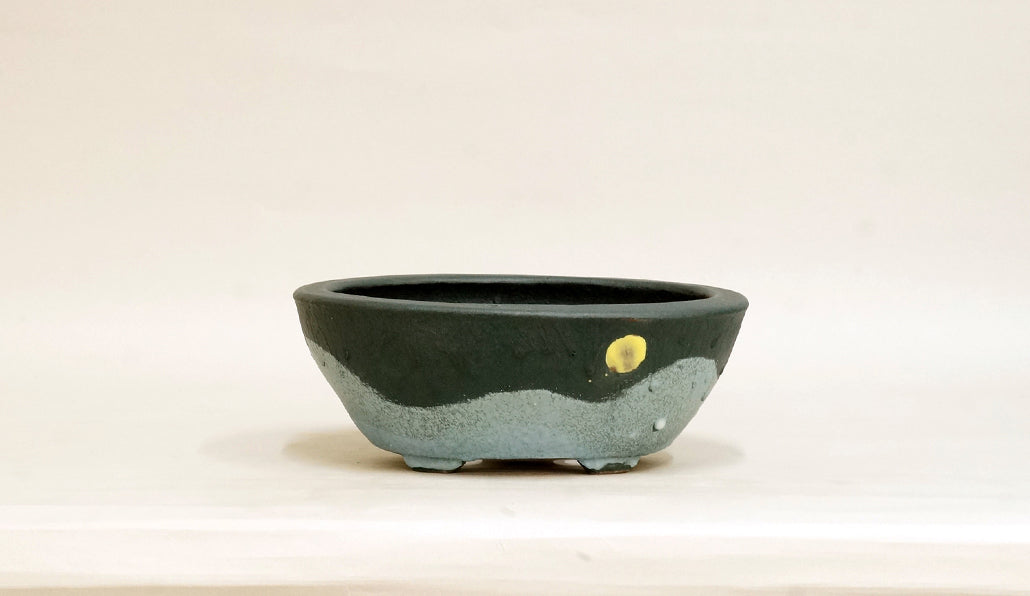 Shuuhou Moon & Mountain Landscape Bonsai Pot 7.68"(19.5cm) S606