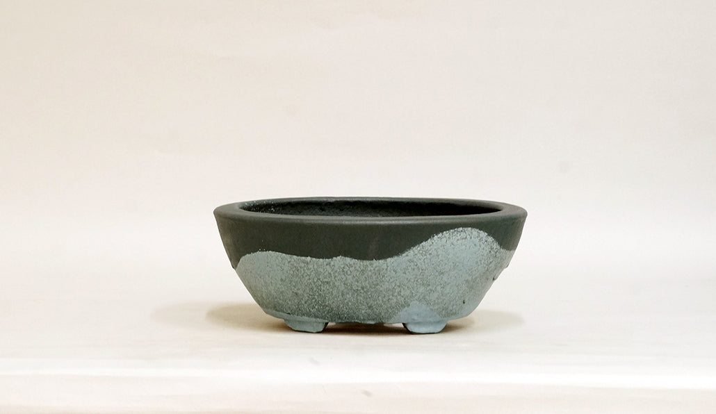 Shuuhou Moon & Mountain Landscape Bonsai Pot 7.68"(19.5cm) S606
