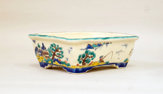 Bunzan Bonsai Pot Painted by Kutani Painter 5"(13cm) B035 +++ Shipping Free