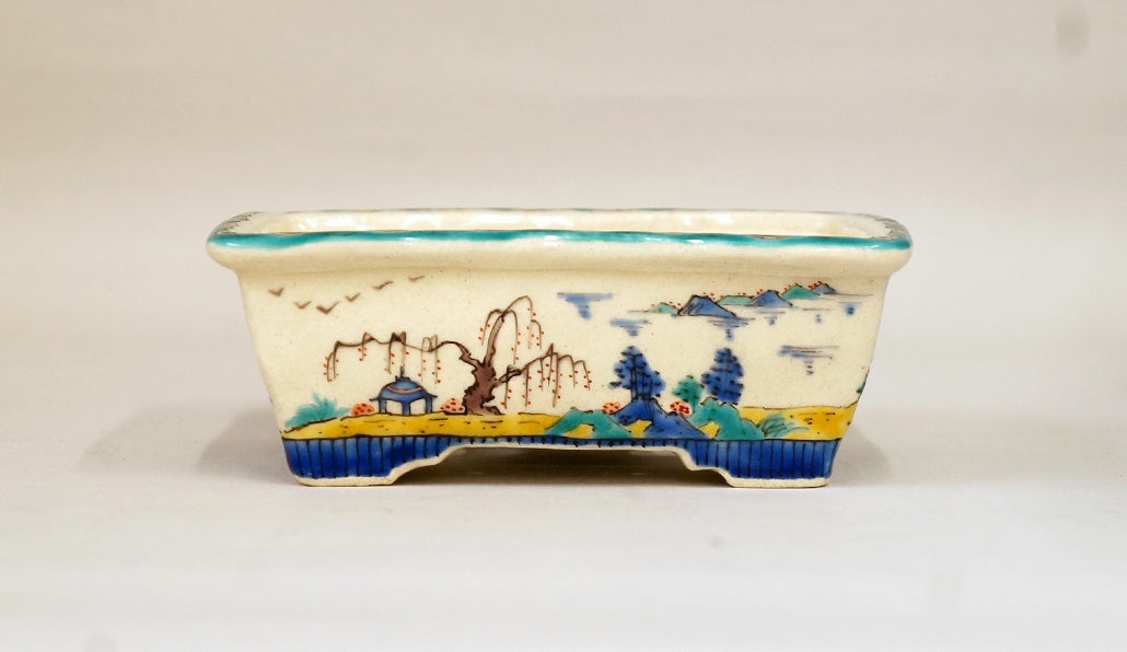 Bunzan Bonsai Pot Painted by Kutani Painter 5"(13cm) B035 +++ Shipping Free