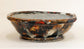 Brown Glazed Bonsai Pot with White & Red by Bunzan 10.2"(26cm) +++ Shipping Free