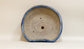 Slightly Flattened Round Pot with Running Blue Glaze by Bunzan 9.6"(24.5cm) B081 +++ Shipping Free