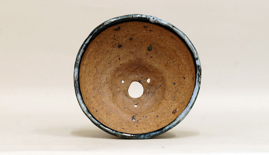 Bunzan Black Round Bonsai Pot with High Feet 6.1"(15.5cm) B084 +++ Shipping Free