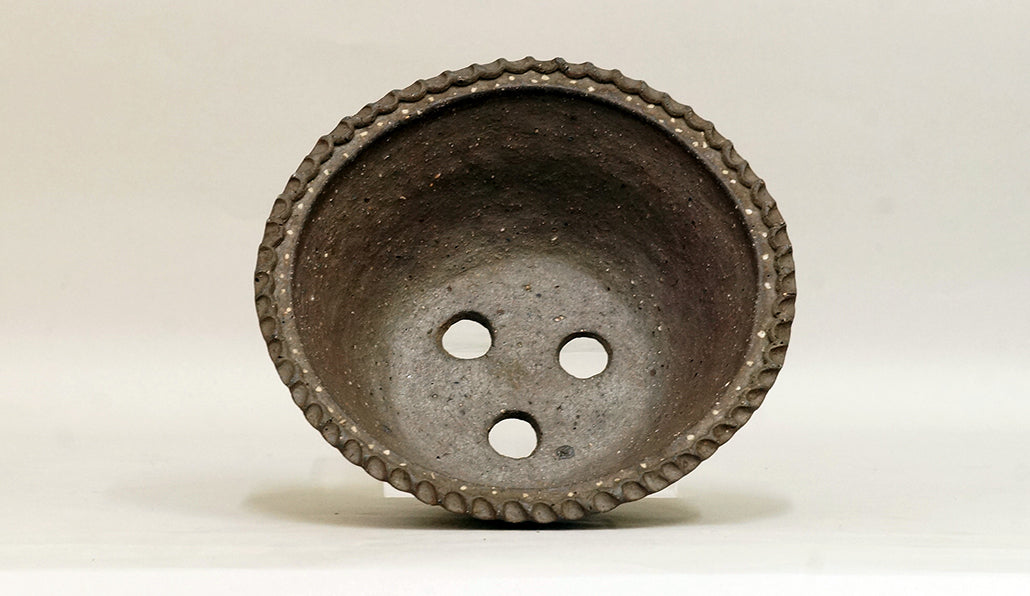 Bunzan Unglazed Round Bonsai Pot with White Dots 7.1"(18cm) B089 +++ Shipping Free