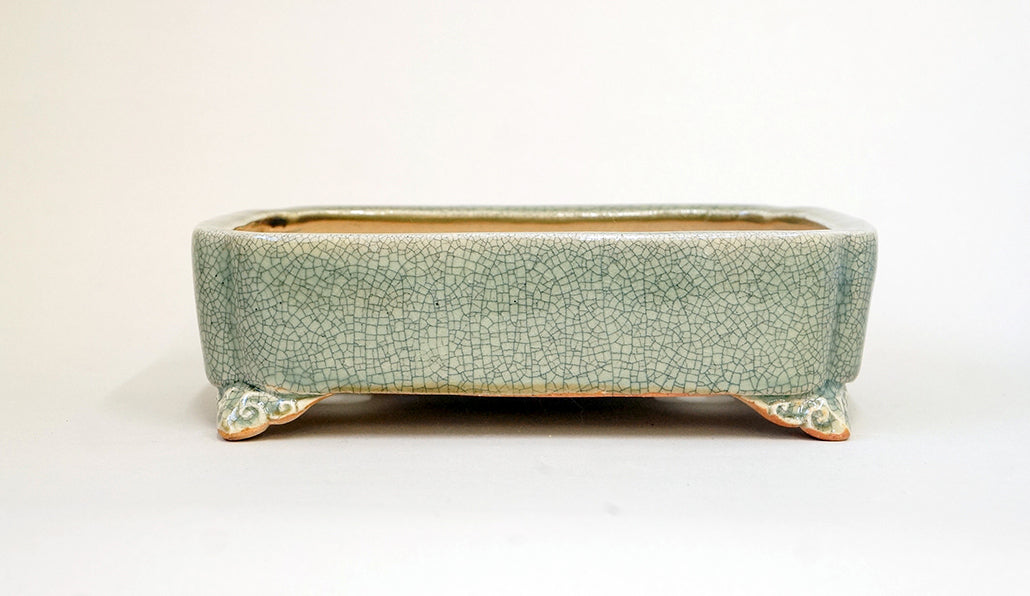 Eimei Rectangle Celadon Bonsai Pot 7,5"(18.6cm) E269 +++Shipping Free