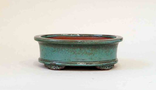 Good Buy! Eimei Blue Oribe Oval Bonsai Pot 5"(13cm)+++Shipping Free
