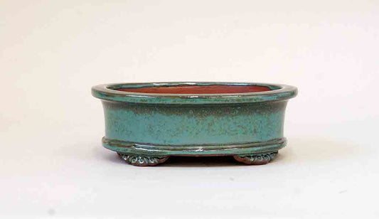 Good Buy! Eimei Blue Oribe Oval Bonsai Pot 5"(13cm)+++Shipping Free