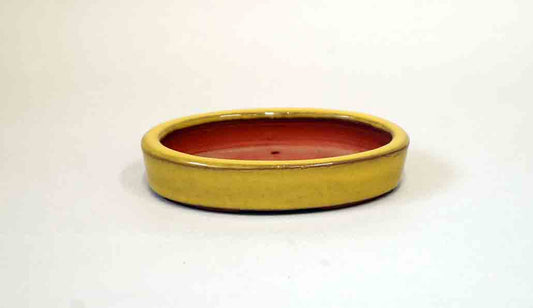 Eimei Miniature Yellow Oval Bonsai Pot 4.7"(12cm)+++Shipping Free