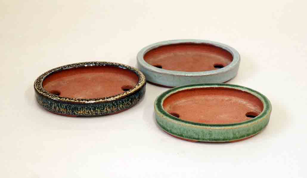 Eimei 3 Miniature Shallow Bonsai Pots set 3.7"(9,5cm)+++Shipping Free