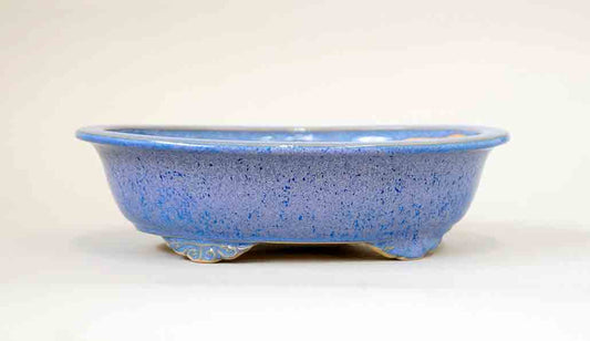 Eimei Sky Blue Oval Bonsai Pot with Rim, 7.5"(19cm)  +++Shipping Free