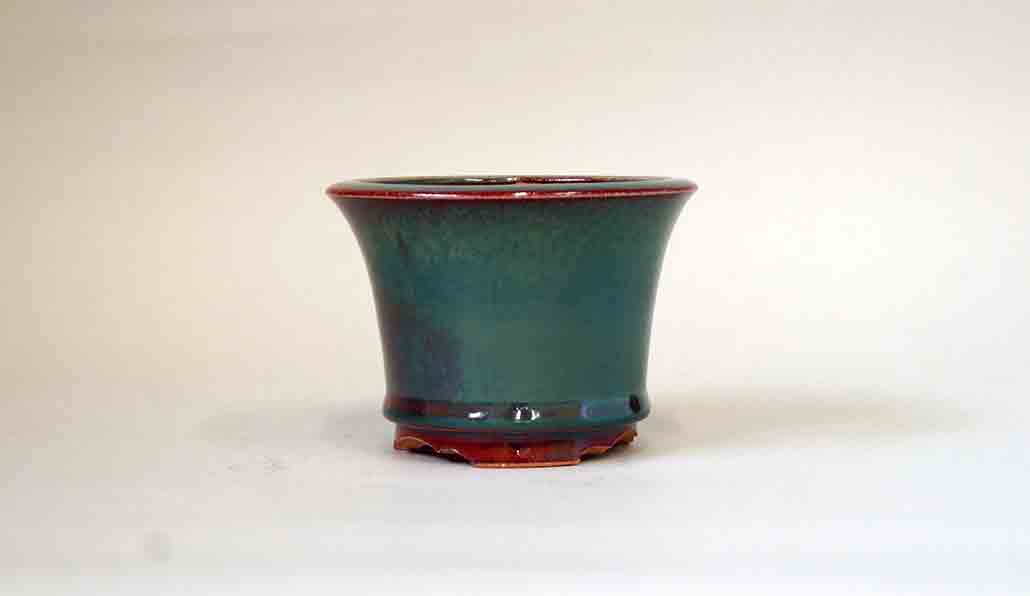 Eimei Shinsya Glazed Round Bonsai Pot 4.1"(10.5cm) +++ Shipping Free