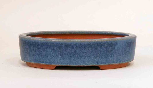 Easy to Use! Oval Bonsai Pot in Blue Glaze by Eimei 6.1"(15.5cm)+++Shipping Free