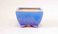 Eimei Square Bonsai Pot in Blue with Purple Crystals  5"(13cm)+++Shipping Free