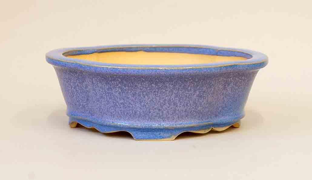 Eimei Mokkou Shaped Bonsai Pot in Purple crystals 7"(18cm) +++Shipping Free