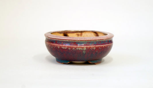 Eimei Round Shinsya Glazed Bonsai Pot 3.9"(10cm) +++Shipping Free