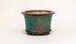 Eimei Bonsai Pot in Shinsya Glaze with Blue 4.6"(11.7cm) +++ Shipping Free