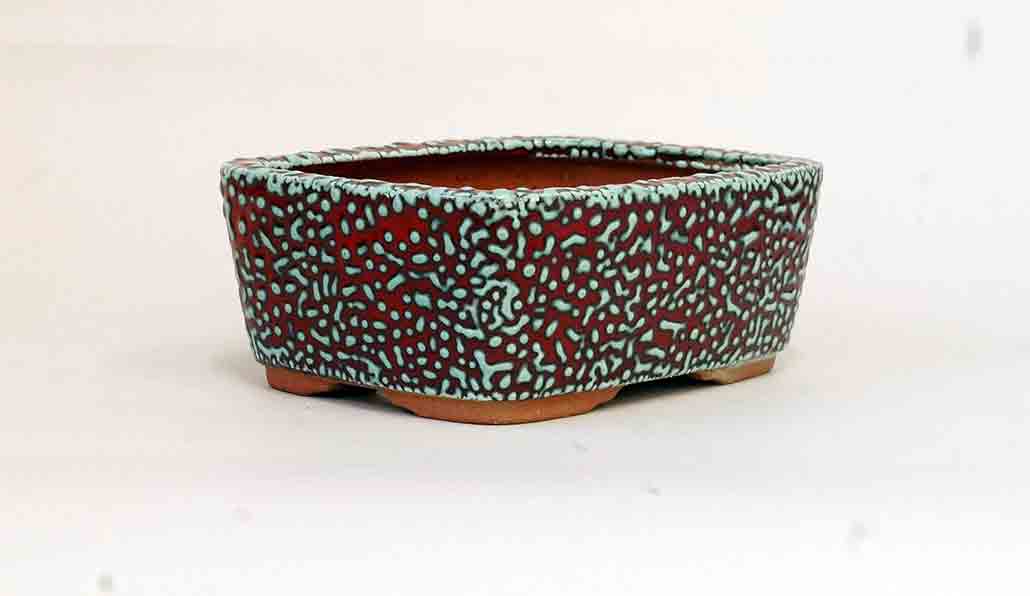 Red & Blue Kairagi Bonsai Pot by Eimei 6"(15.5cm) +++ Shipping Free
