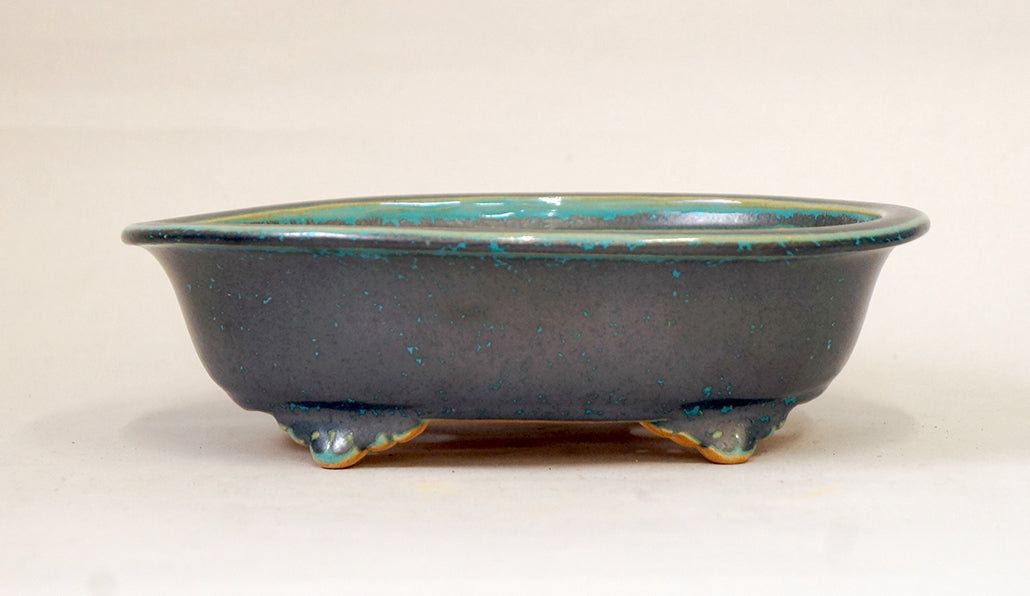 Eimei Blue Oribe Bonsai Pot with Rim, 7.5-Inch +++Shipping Free