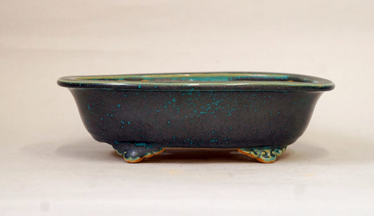 Eimei Blue Oribe Bonsai Pot with Rim, 7.5-Inch +++Shipping Free