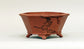 Eimei Octagonal Bonsai Pot with Worm-Eaten Design 6.1"(15.5cm) E398 +++ Shipping Free