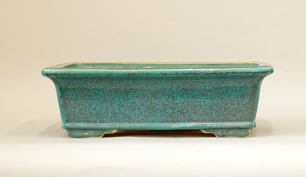 Eimei Rectangle Bonsai Pot in Blue Oribe 12"(31cm) +++ Shipping Free