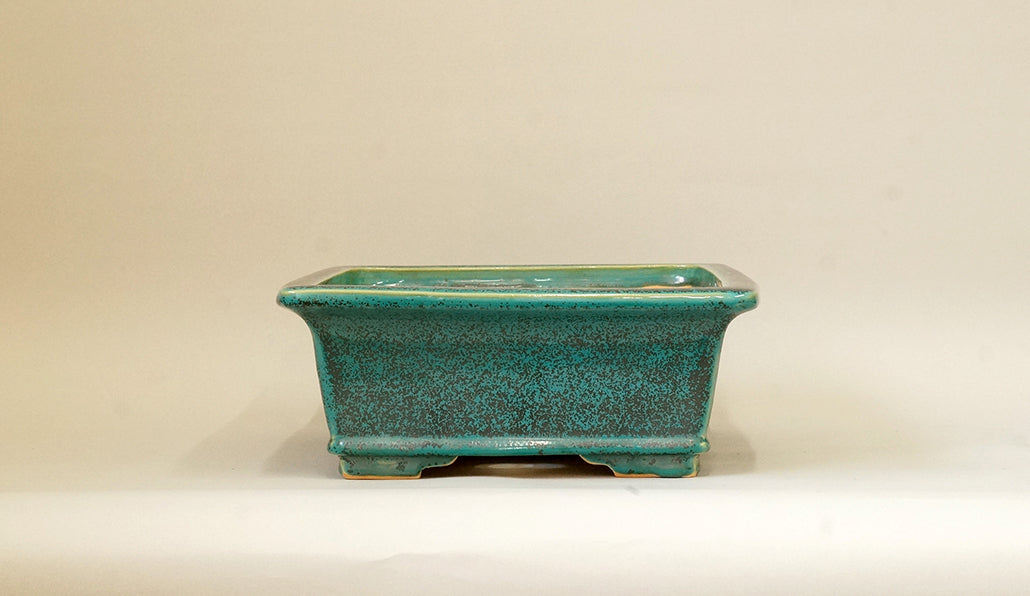 Eimei Rectangle Bonsai Pot in Blue Oribe 12"(31cm) +++ Shipping Free