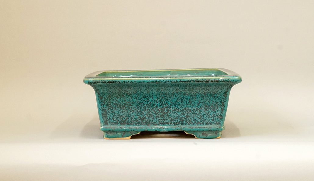 Eimei Rectangle Bonsai Pot in Blue Oribe 12"(31cm) +++ Shipping Free