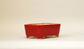 Eimei Rectangle Bonsai Pot in Red 鶏血釉 6.1"(15.5cm) +++ Shipping Free　