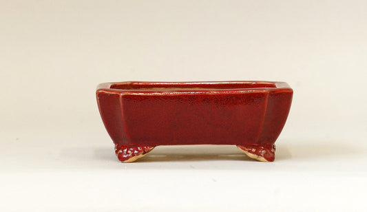 Eimei Red Rectangle Bonsai Pot 4.7"(12cm) E405 +++ Shipping Free